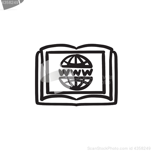 Image of International education technology sketch icon.