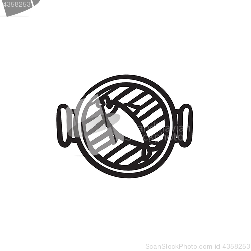 Image of Fish on grill sketch icon.