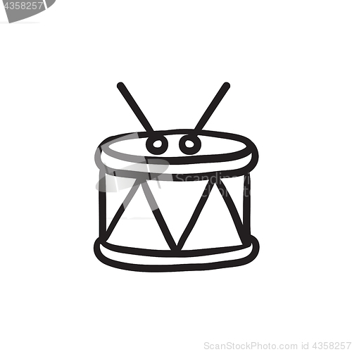 Image of Drum with sticks sketch icon.