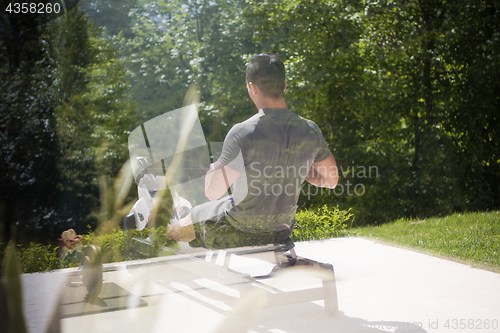 Image of man doing morning exercises