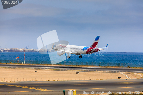 Image of ARECIFE, SPAIN - APRIL, 15 2017: AirBus A320 - 200 of Eurowings 