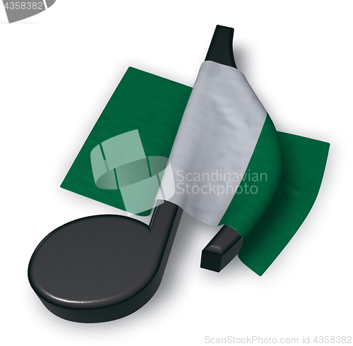 Image of music note and flag of nigeria - 3d rendering