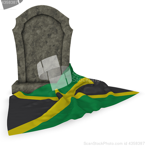 Image of gravestone and flag of jamaica - 3d rendering