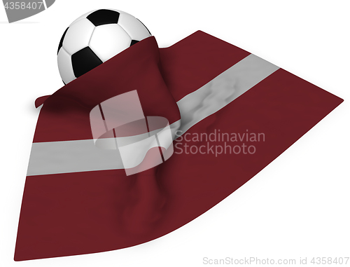 Image of soccer ball and flag of latvia - 3d rendering