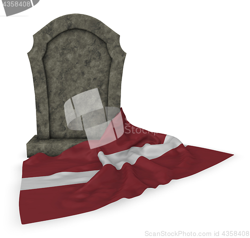 Image of gravestone and flag of latvia - 3d rendering