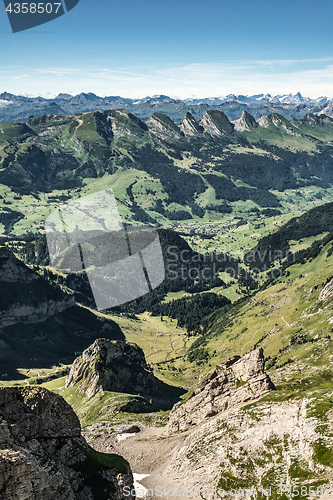 Image of Mountain view from  Mount Saentis, Switzerland , Swiss Alps.