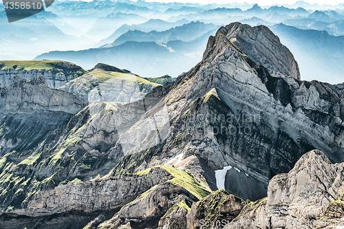 Image of Mountain view from Mount Saentis, Switzerland , Swiss Alps.