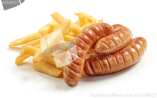 Image of fried potatoes and sausages 