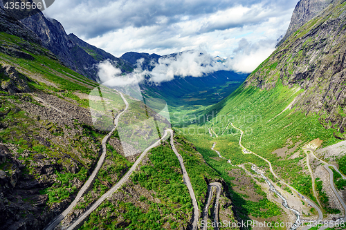 Image of Troll\'s Path Trollstigen or Trollstigveien winding mountain road