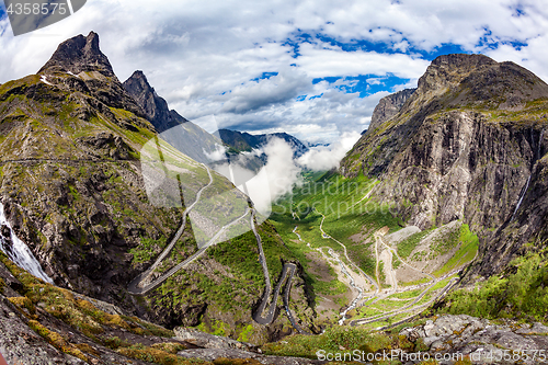 Image of Troll\'s Path Trollstigen or Trollstigveien winding mountain road