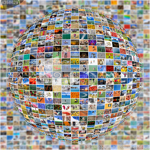 Image of Big Multimedia Video Wall Sphere at tv screens showing living in