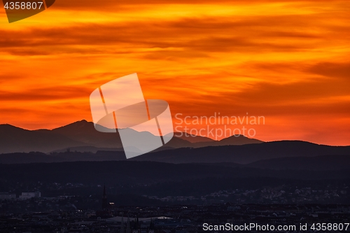 Image of Sunset Hilly Landscape