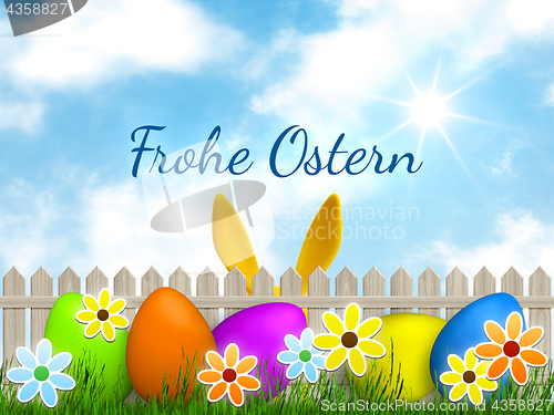 Image of a easter graphic with happy easter in german language