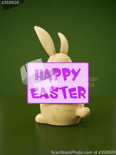 Image of sweet easter bunny figure with message happy easter