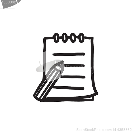 Image of Writing pad and pen sketch icon.