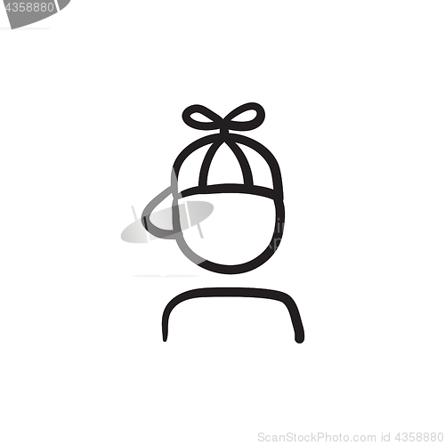 Image of Boy in cap with propeller sketch icon.
