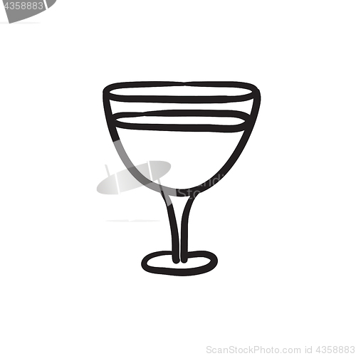 Image of Glass of wine sketch icon.