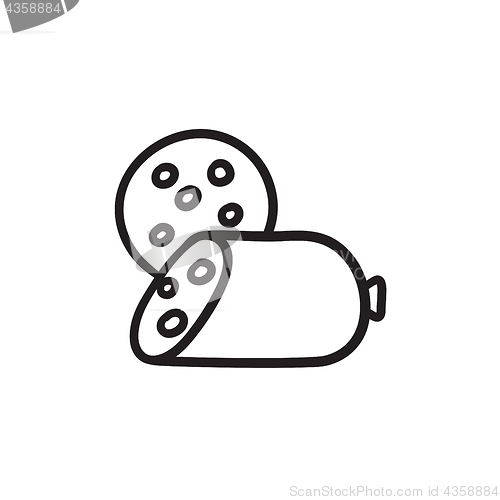 Image of Sliced wurst sketch icon.