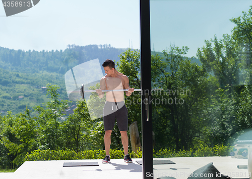 Image of man doing morning exercises