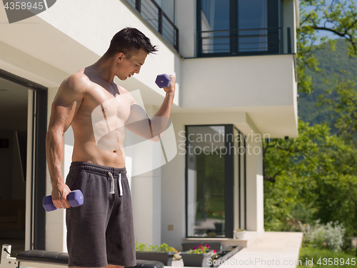 Image of man doing morning exercises