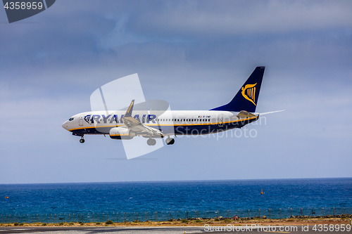 Image of ARECIFE, SPAIN - APRIL, 15 2017: Boeing 737-800 of RYANAIR with 