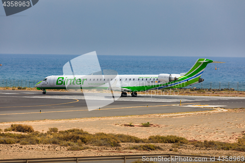 Image of ARECIFE, SPAIN - APRIL, 16 2017: Canadair CRJ-1000 of Binter wit