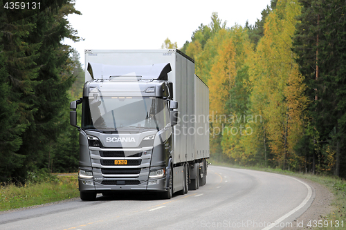 Image of Scania R500 Truck on Autumn Highway