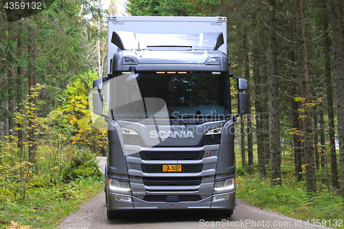 Image of Scania R500 Truck Up Front in the Woods