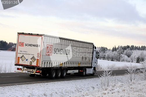 Image of Truck Hauls DB Schenker Trailer