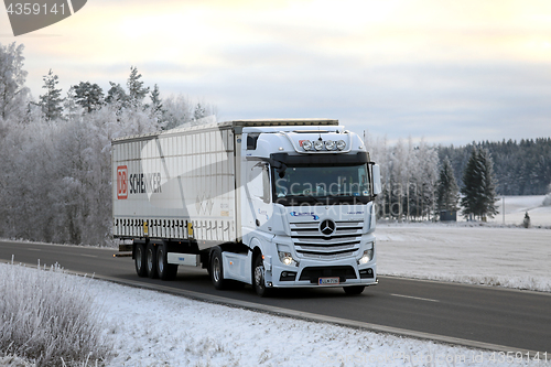 Image of White Mercedes-Benz Actros Winter Road Transport