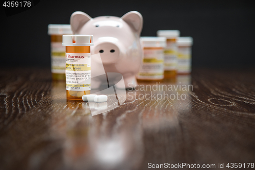 Image of Variety of Non-Proprietary Prescription Medicine Bottles, Pills 