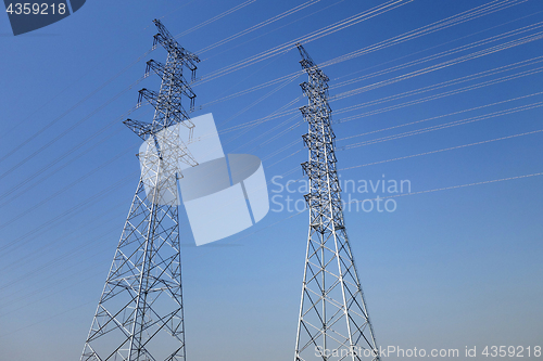 Image of Electrical poles of high voltage