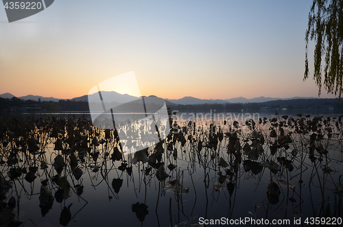 Image of Sunset around the West Lake in Hangzhou