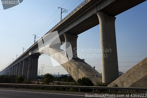 Image of High speed train bridge China