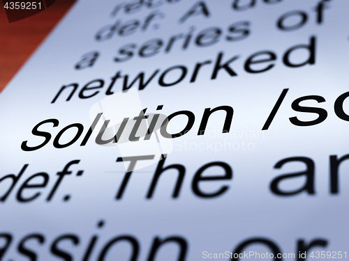 Image of Solution Definition Closeup Showing Success