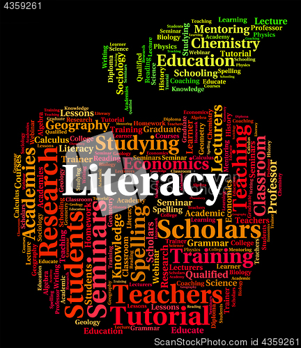Image of Literacy Word Indicates Ability Read And Text