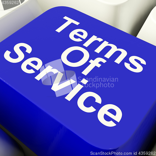 Image of Terms Of Service Computer Key In Blue Showing Website Agreement 