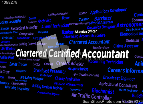Image of Chartered Certified Accountant Shows Balancing The Books And Acc