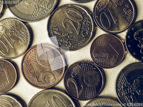 Image of Vintage Euro coins flat lay