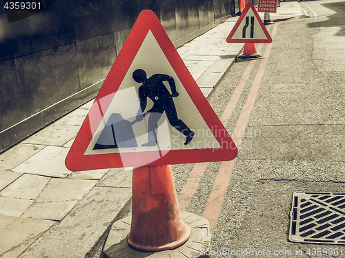 Image of Vintage looking Roadworks sign