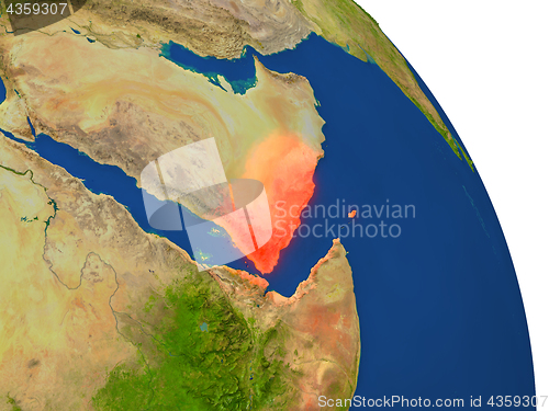 Image of Map of Yemen in red