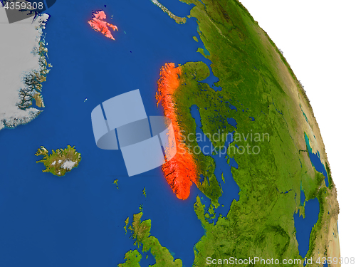 Image of Map of Norway in red