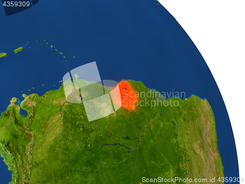 Image of Map of Suriname in red