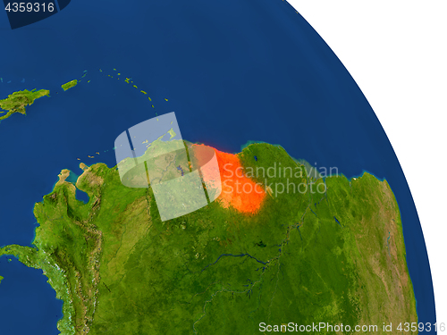 Image of Map of Guyana in red