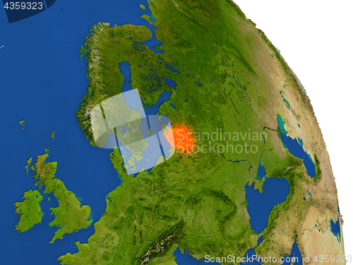 Image of Map of Lithuania in red