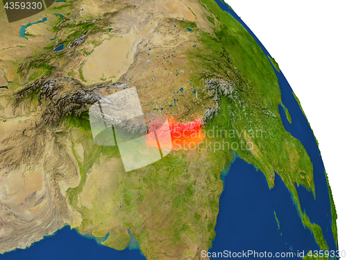 Image of Map of Nepal in red