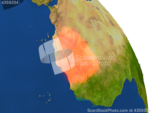 Image of Map of Mauritania in red