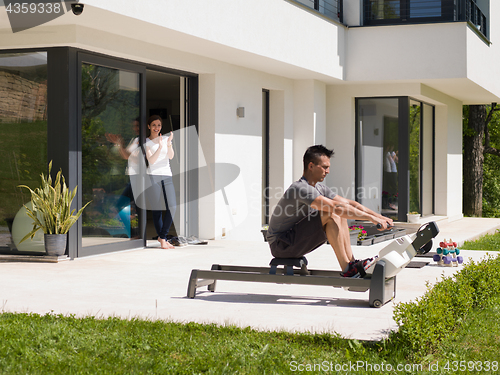 Image of man doing morning exercises