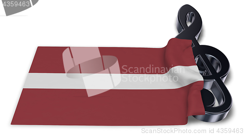 Image of clef symbol and flag of latvia - 3d rendering