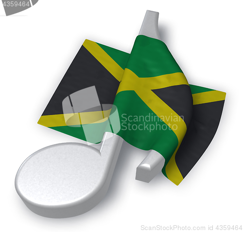 Image of music note and flag of jamaica - 3d rendering